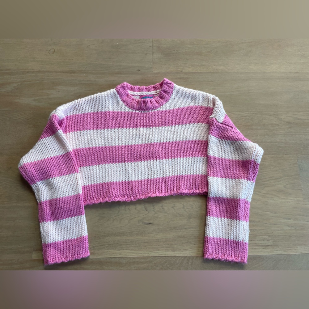 Ediktd Pink and White Striped Women's Sweater